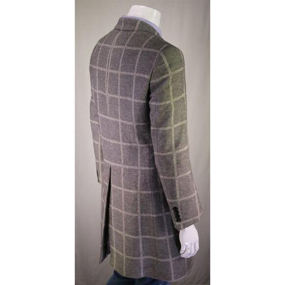 Richard James Gray/White Windowpane 3-Btn Wool Overcoat Coat 38R - Picture 6 of 11